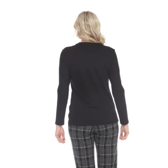 BNWT Frank Lyman Design Black/Gold Sequined Coffee/Wine Long Sleeve T-shirt S - Picture 4 of 15